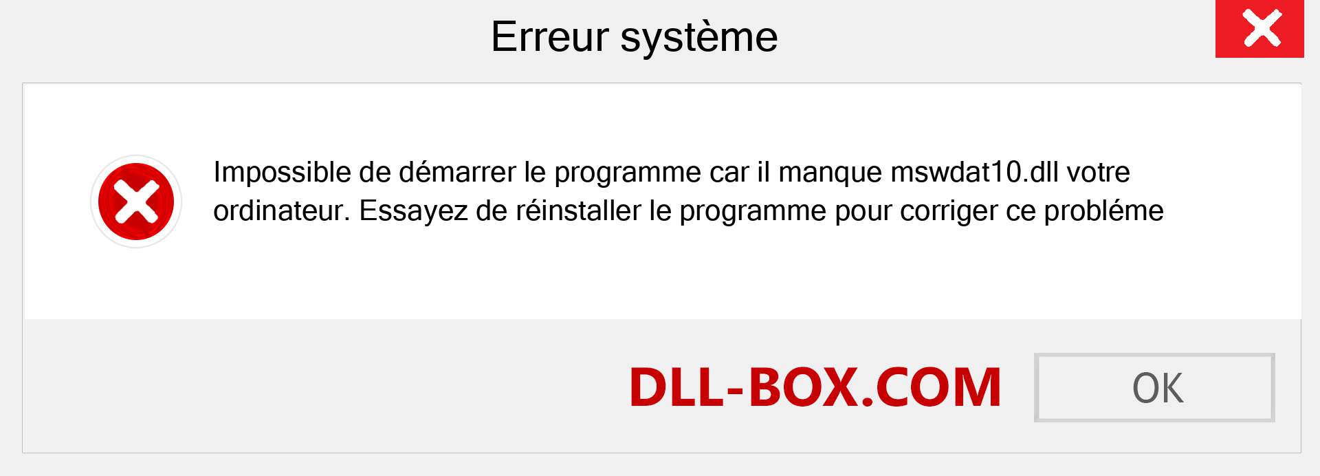 Le fichier mswdat10.dll est manquant ?. Télécharger pour Windows 7, 8, 10 - Correction de l'erreur manquante mswdat10 dll sur Windows, photos, images