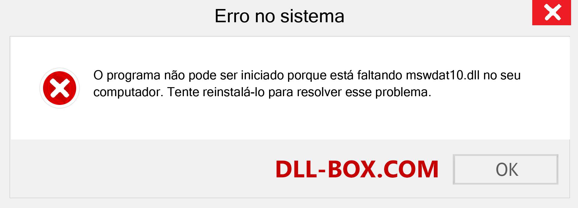 Arquivo mswdat10.dll ausente ?. Download para Windows 7, 8, 10 - Correção de erro ausente mswdat10 dll no Windows, fotos, imagens