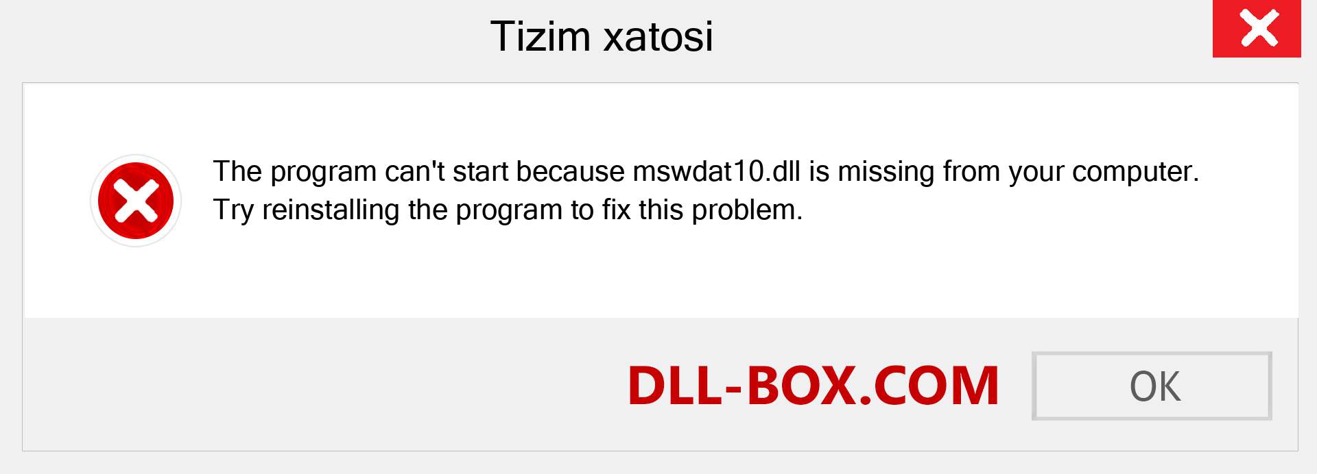 mswdat10.dll fayli yo'qolganmi?. Windows 7, 8, 10 uchun yuklab olish - Windowsda mswdat10 dll etishmayotgan xatoni tuzating, rasmlar, rasmlar